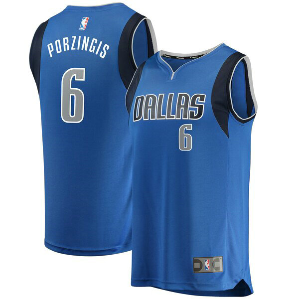 Maillot nba Dallas Mavericks Icon Edition Homme Kristaps Porzingis 6 Bleu